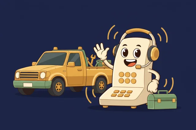 Cartoon phone wearing a headset
