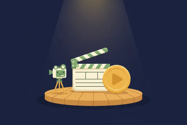 Clapperboard and gold play button